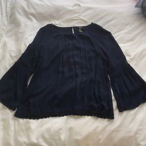Navy Blue Boho Blouse